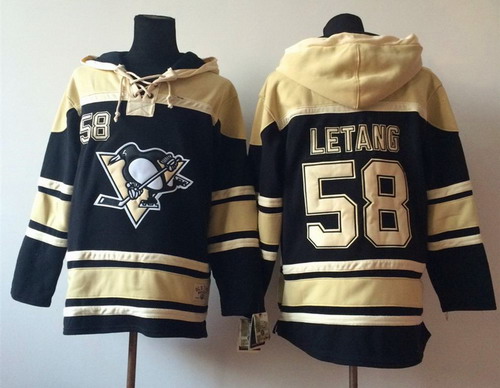 Old Time Hockey Pittsburgh Penguins #58 Kris Letang Black Hoodie