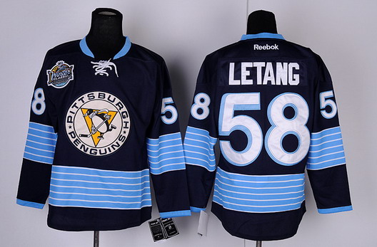 Pittsburgh Penguins #58 Kris Letang Navy Blue Third Kids Jersey