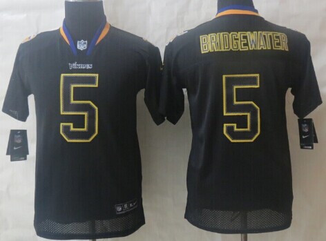 Nike Minnesota Vikings #5 Teddy Bridgewater Lights Out Black Kids Jersey