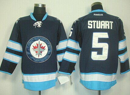 Winnipeg Jets #5 Mark Stuart Navy Blue Jersey