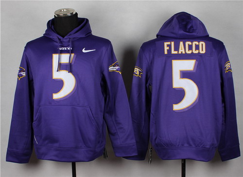 Nike Baltimore Ravens #5 Joe Flacco Purple Hoodie