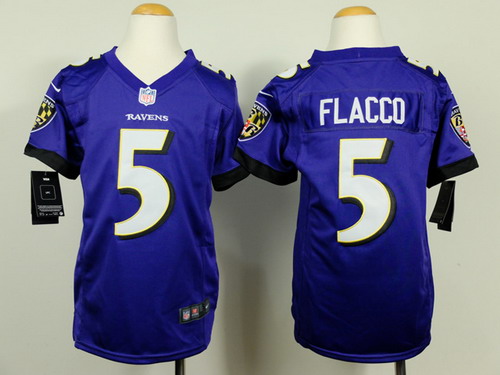 Nike Baltimore Ravens #5 Joe Flacco 2013 Purple Game Kids Jersey