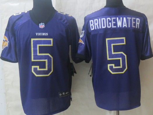 Nike Minnesota Vikings #5 Teddy Bridgewater Drift Fashion Purple Elite Jersey