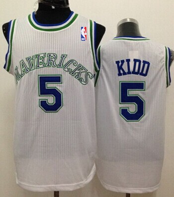 Dallas Mavericks #5 Jason Kidd White Swingman Throwback Jersey