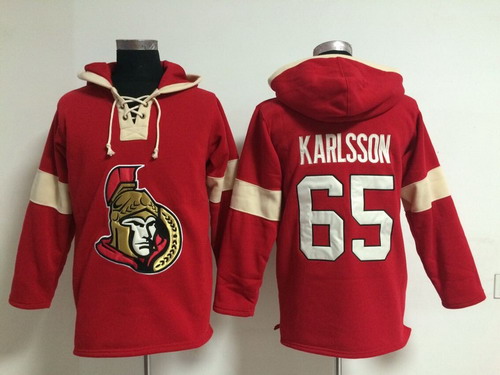 2014 Old Time Hockey Ottawa Senators #65 Erik Karlsson Red Hoodie