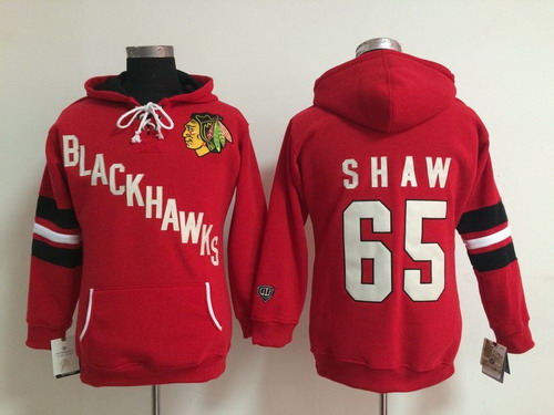 Old Time Hockey Chicago Blackhawks #65 Andrew Shaw Red Womens Hoodie