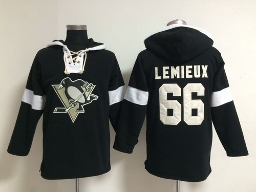 2014 Old Time Hockey Pittsburgh Penguins #66 Mario Lemieux Black Hoodie