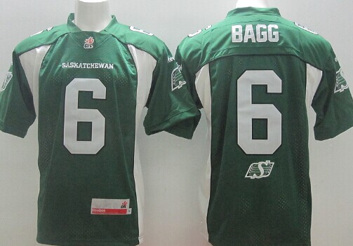 CFL Saskatchewan Roughriders #6 Rob Bagg Green Jersey