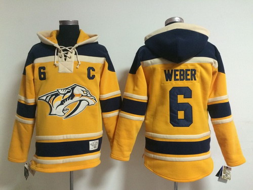 Old Time Hockey Nashville Predators #6 Shea Weber Yellow Hoodie