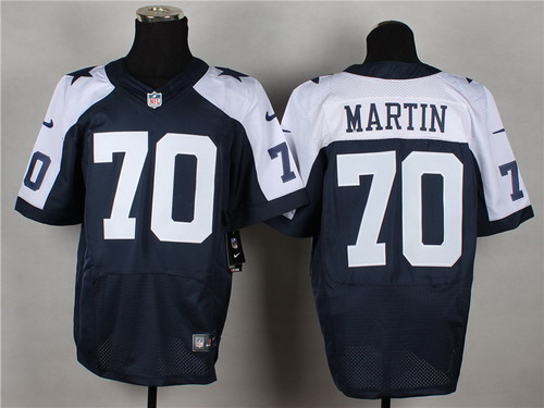 Nike Dallas Cowboys #70 Zack Martin Blue Thanksgiving Elite Jersey