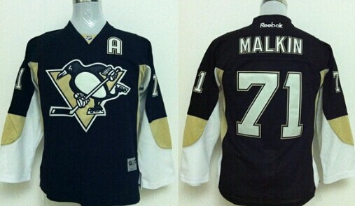 Pittsburgh Penguins #71 Evgeni Malkin Black Kids Jersey