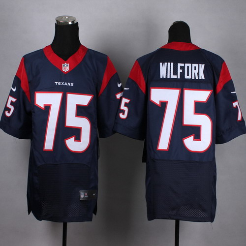 Nike Houston Texans #75 Vince Wilfork Blue Elite Jersey 