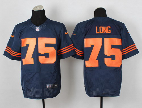 Nike Chicago Bears #75 Kyle Long Blue With Orange Elite Jersey