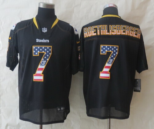 Nike Pittsburgh Steelers #7 Ben Roethlisberger 2014 USA Flag Fashion Black Elite Jersey