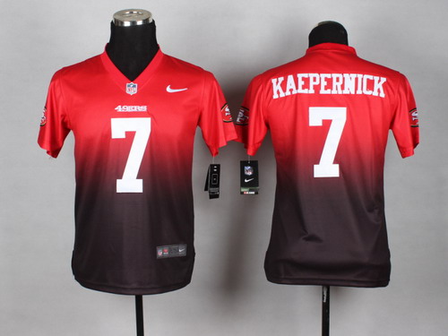 Nike San Francisco 49ers #7 Colin Kaepernick Red/Black Fadeaway Kids Jersey