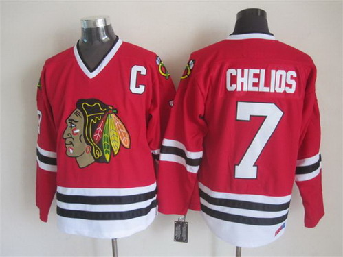 Chicago Blackhawks #7 Chris Chelios Red Throwback CCM Jersey