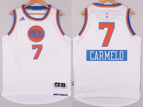 New York Knicks #7 Carmelo Anthony Revolution 30 Swingman 2014 Christmas Day White Jersey