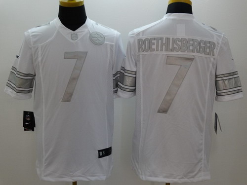 Nike Pittsburgh Steelers #7 Ben Roethlisberger Platinum White Limited Jersey