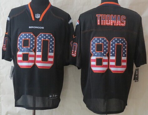 Nike Denver Broncos #80 Julius Thomas 2014 USA Flag Fashion Black Elite Jersey