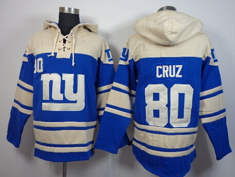 New York Giants #80 Victor Cruz 2014 Blue Hoodie