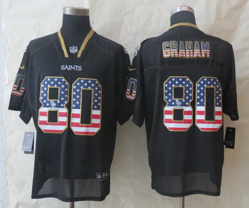 Nike New Orleans Saints #80 Jimmy Graham 2014 USA Flag Fashion Black Elite Jersey