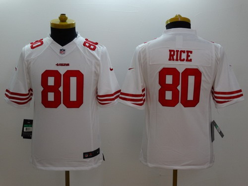 Nike San Francisco 49ers #80 Jerry Rice White Limited Kids Jersey