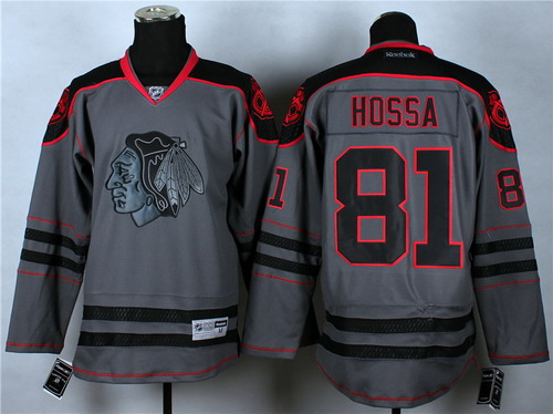 Chicago Blackhawks #81 Marian Hossa Charcoal Gray Jersey