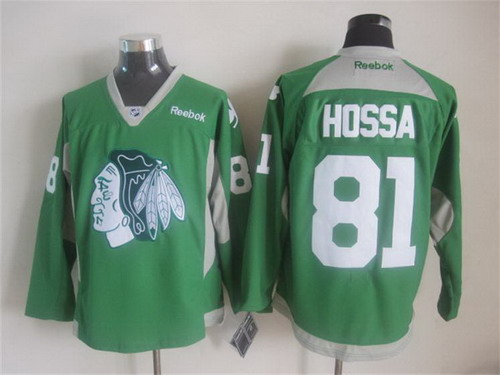 Chicago Blackhawks #81 Marian Hossa 2014 Training Green Jersey