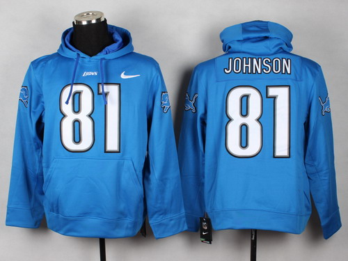 Nike Detroit Lions #81 Calvin Johnson Light Blue Hoodie