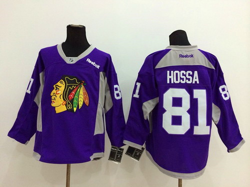 Chicago Blackhawks #81 Marian Hossa 2014 Training Purple Jersey