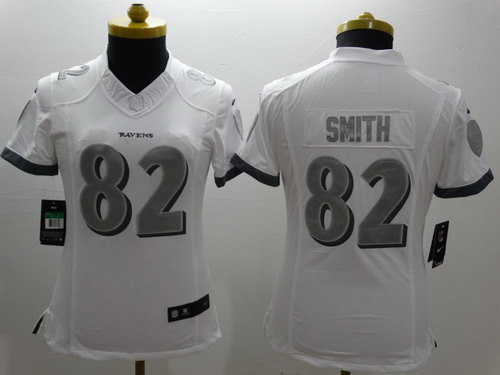 Nike Baltimore Ravens #82 Torrey Smith Platinum White Limited Womens Jersey