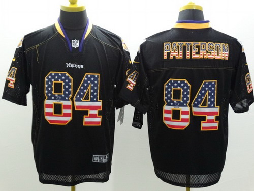 Nike Minnesota Vikings #84 Cordarrelle Patterson 2014 USA Flag Fashion Black Elite Jersey