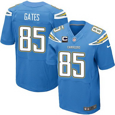 Nike San Diego Chargers #85 Antonio Gates 2013 Light Blue C Patch Elite Jersey 