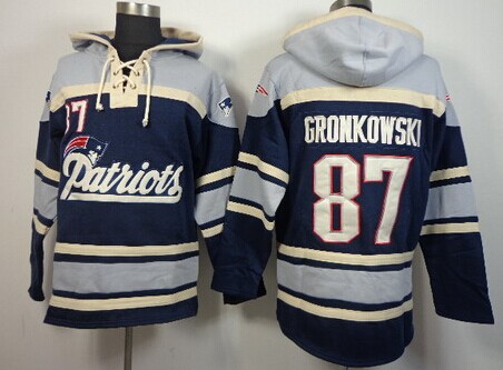 England Patriots #87 Rob Gronkowski 2014 Blue Hoodie