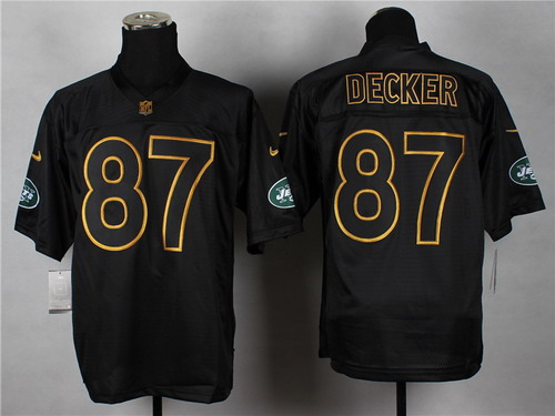 Nike New York Jets #87 Eric Decker 2014 All Black/Gold Elite Jersey