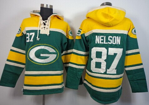 Green Bay Packers #87 Jordy Nelson 2014 Green Hoodie