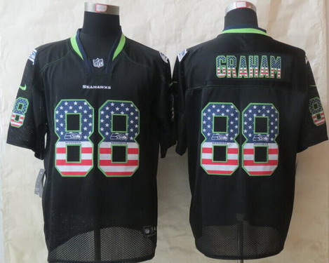 Nike Seattle Seahawks #88 Jimmy Graham 2014 USA Flag Fashion Black Elite Jersey