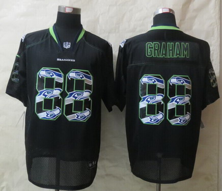 Nike Seattle Seahawks #88 Jimmy Graham Lights Out Black Ornamented Elite Jersey