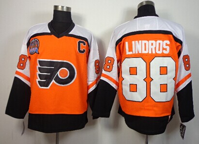 Philadelphia Flyers #88 Eric Lindros Stanley Cup Orange Throwback CCM Jersey