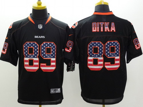 Nike Chicago Bears #89 Mike Ditka 2014 USA Flag Fashion Black Elite Jersey