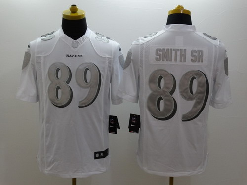 Nike Baltimore Ravens #89 Steve Smith Sr Platinum White Limited Jersey