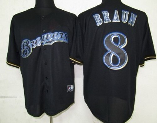 Milwaukee Brewers #8 Ryan Braun Black Fashion Jersey