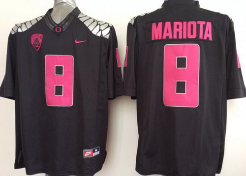 Oregon Duck #8 Marcus Mariota 2014 Black With Purple Limited Jersey