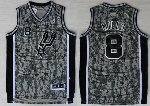 San Antonio Spurs #8 Patrick Mills Revolution 30 Swingman Camo Jersey