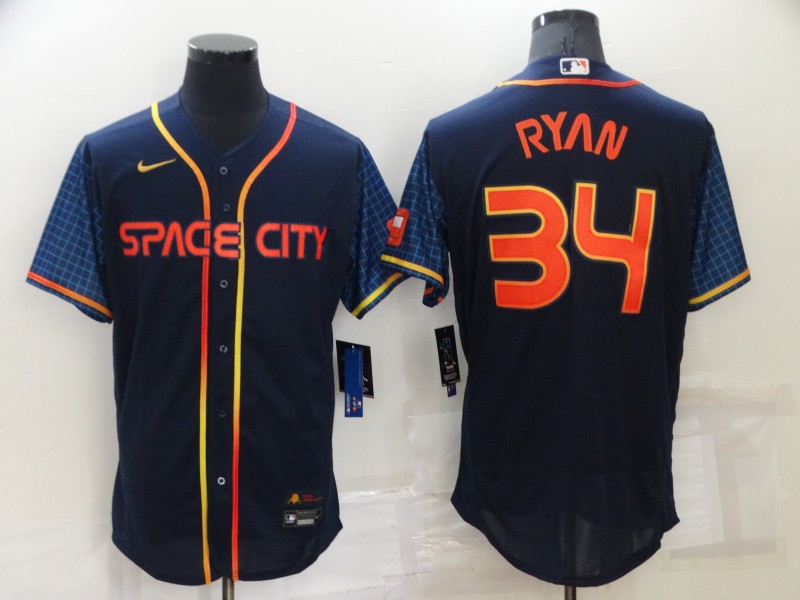 Men's Houston Astros #34 Nolan Ryan 2022 Navy City Connect Flex Base Stitched Baseball Jersey