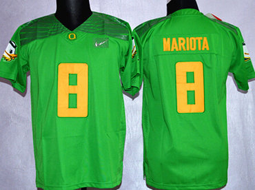 Oregon Duck #8 Marcus Mariota 2015 Playoff Rose Bowl Special Event Diamond Quest Light Green Kids Jersey