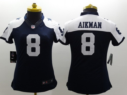 Nike Dallas Cowboys #8 Troy Aikman Blue Thanksgiving Limited Womens Jersey