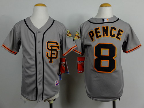 San Francisco Giants #8 Hunter Pence Gray SF Kids Jersey