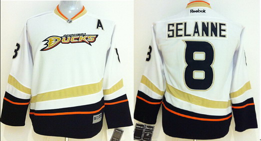 Anaheim Ducks #8 Teemu Selanne White Kids Jersey