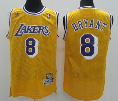 Los Angeles Lakers #8 Kobe Bryant Yellow Swingman Throwback Jersey